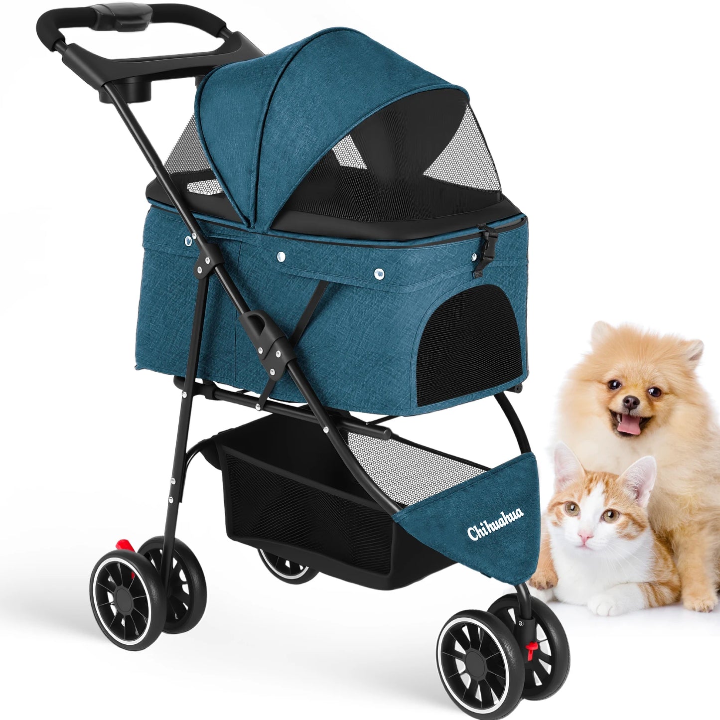 CHIHUAHUA 3-Wheel Pet Stroller For Small And Medium Cats Dogs