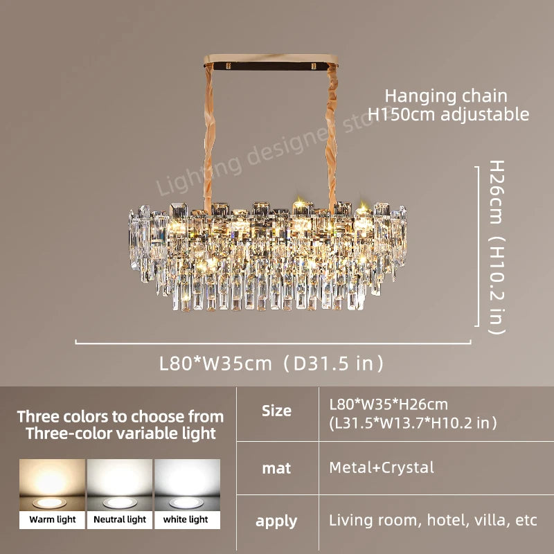Yingxuan Loft Pendant Crystal Chandelier For Dining Room Lighting