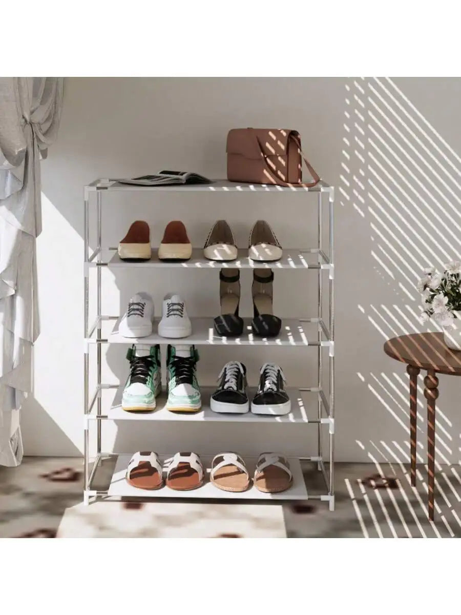 Five Tier Shoe Rack Organizer With Durable Metal Frame