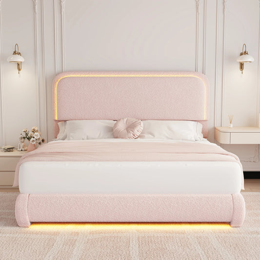 SIBEDS LED Bed Frame With Storage Drawers Upholstered Headboard