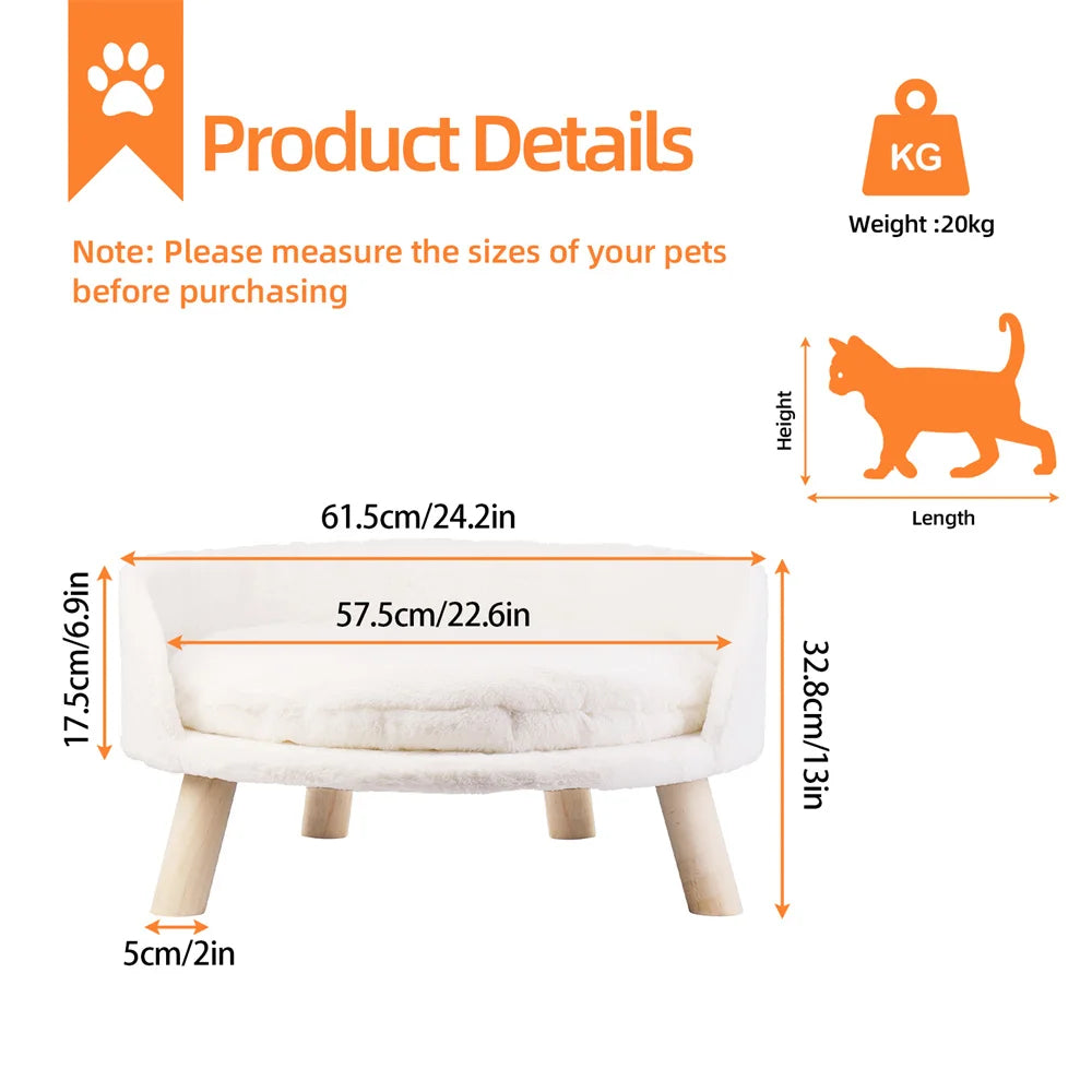 Borwart Elevated Pet Sofa Bed With Removable Padded Cushion