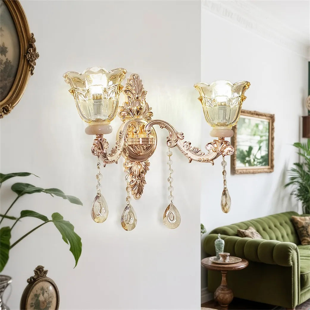 Vrygle Floral Wall Sconce With Crystal Lampshade Lighting