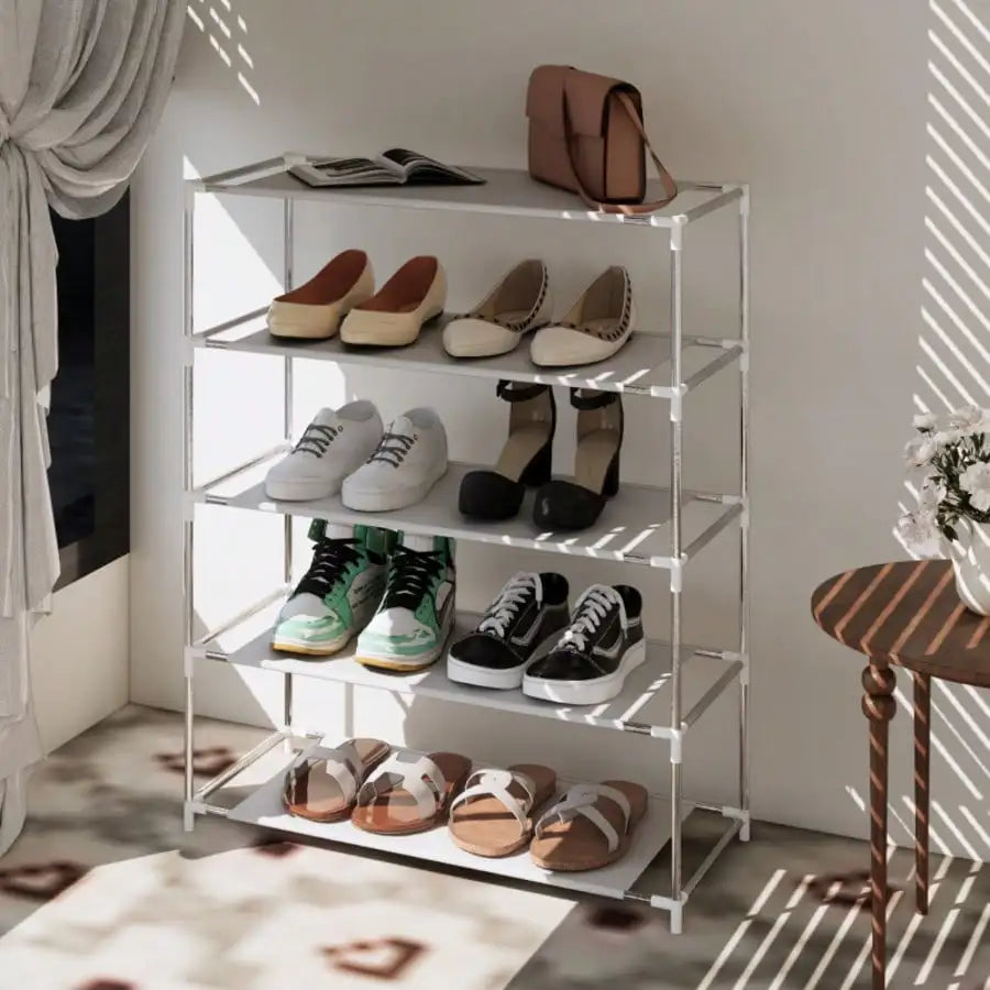 Five Tier Shoe Rack Organizer With Durable Metal Frame