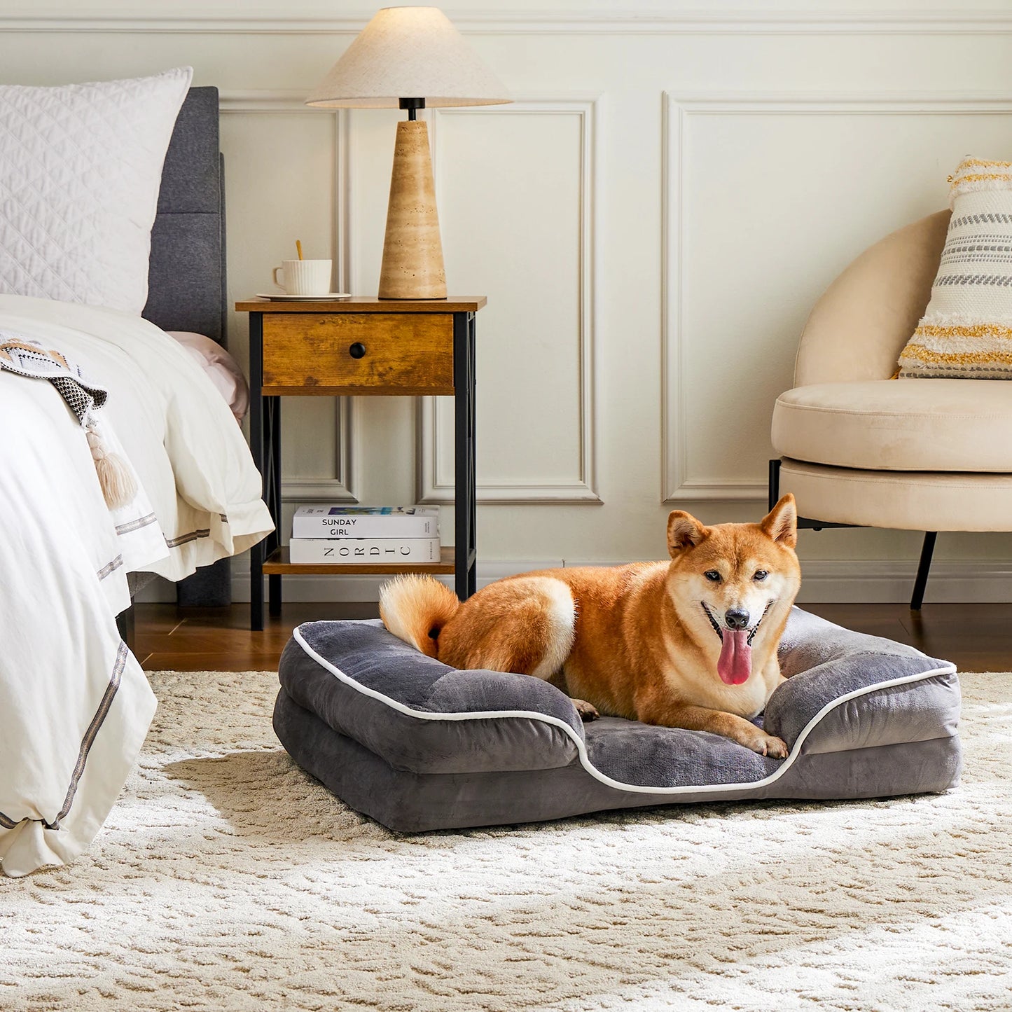 JHK Orthopedic Dog Bed Memory Foam With Removable Cover