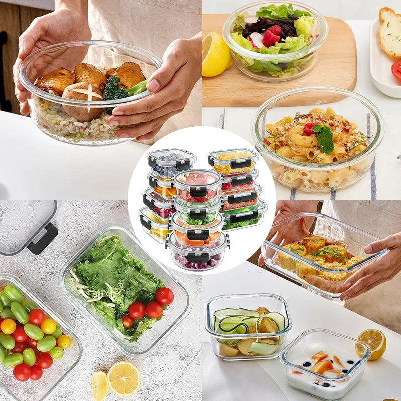 Glass Lunch Box Set 12 Pieces BPA Free Airtight Containers
