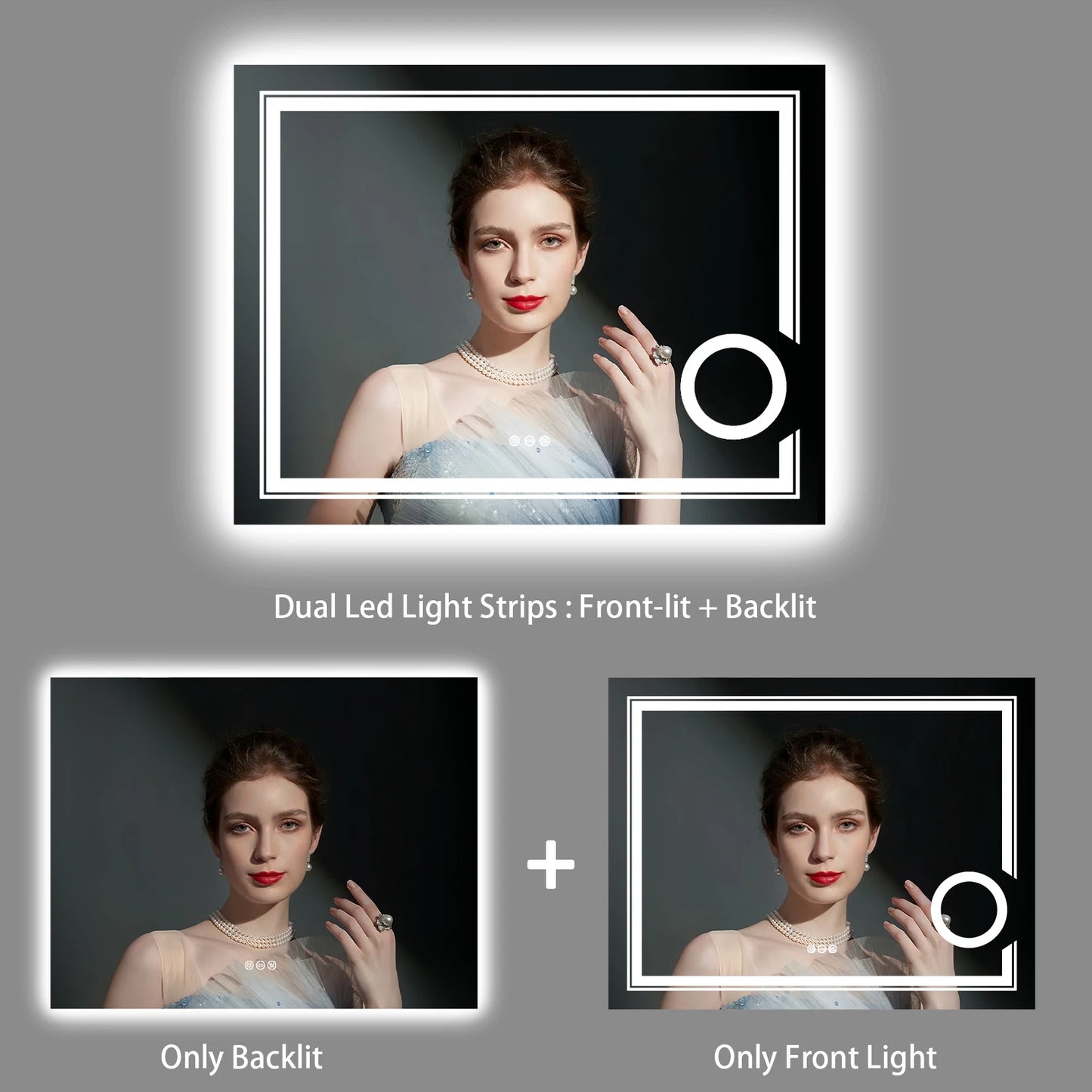 Wisfor LED Lighted Smart Bathroom Mirror 3X Magnifier Anti Fog