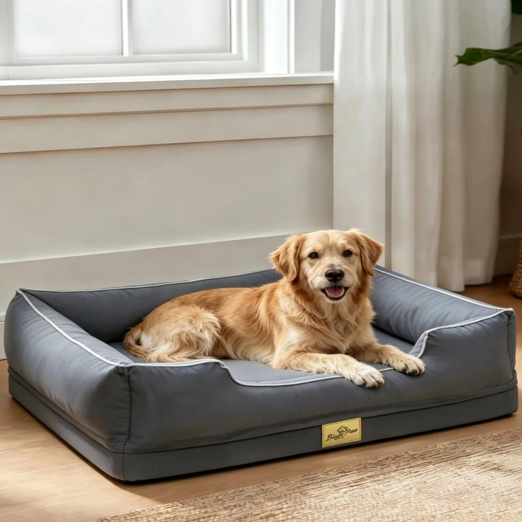 Borwart Flat-Foam Bolster Dog Bed with Waterproof Liner Pet and Home Outlet