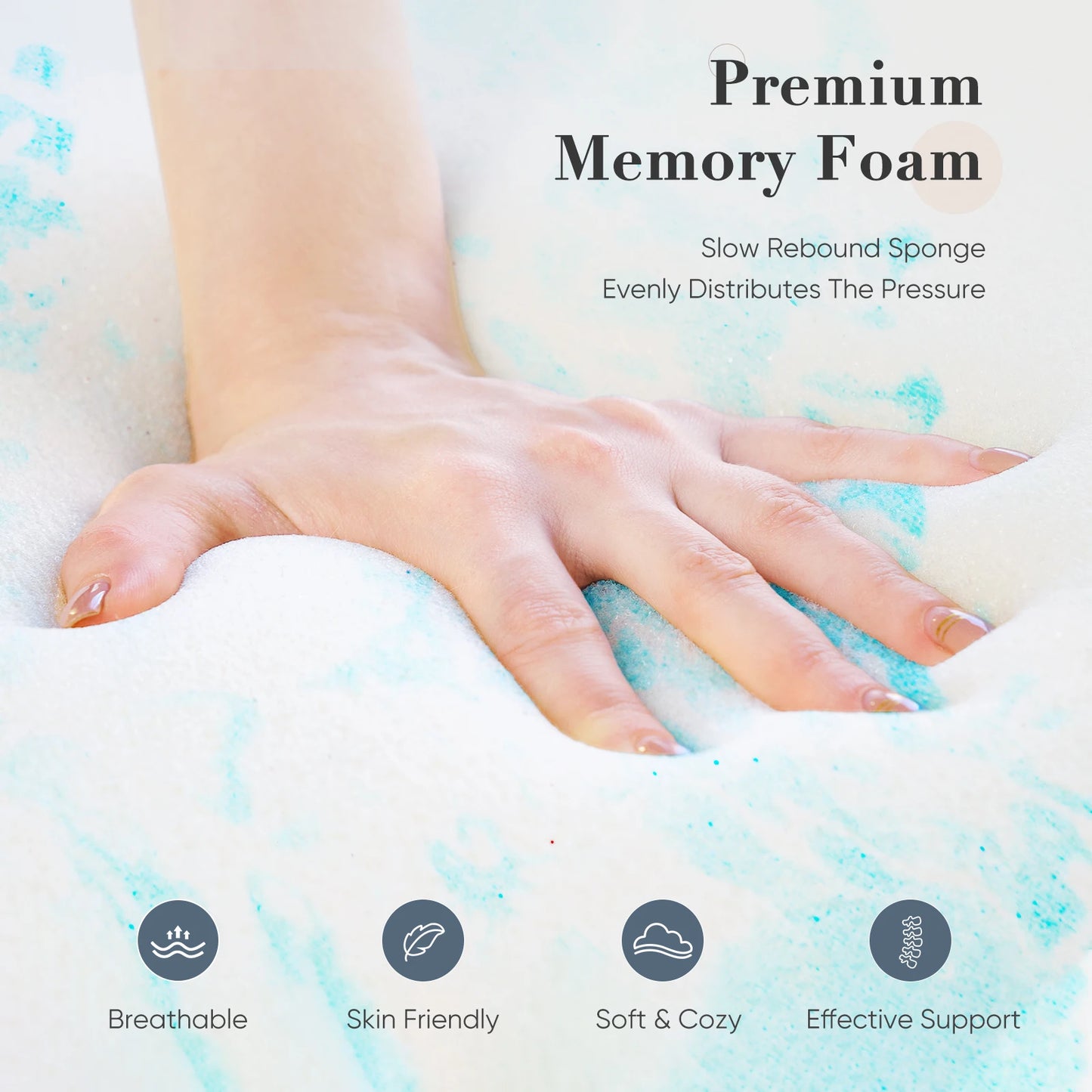JHK Gel Infused Memory Foam Mattress Topper For Beds