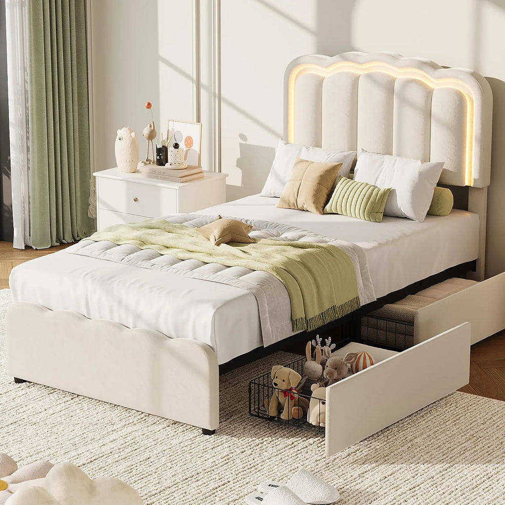 HiMISS Upholstered Twin Bed Frame