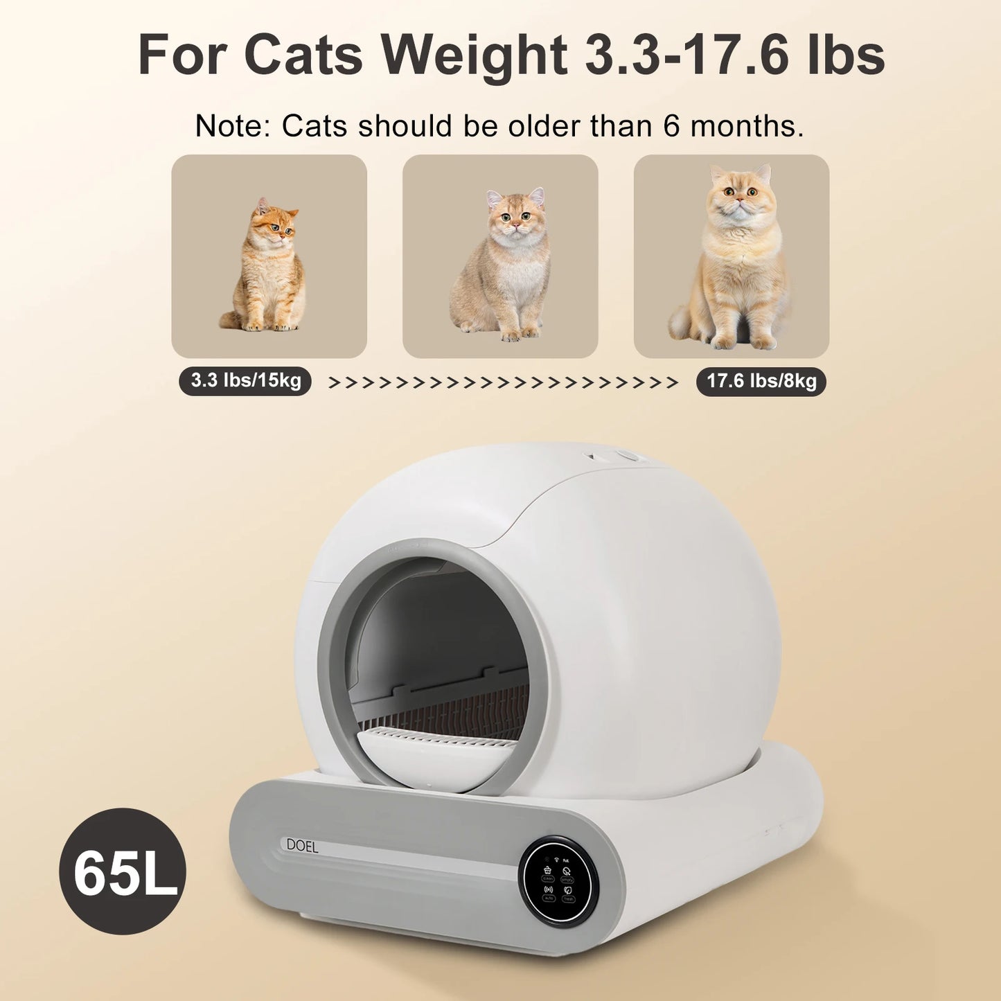 DOEL Automatic Smart Self Cleaning Cat Litter Box App Control