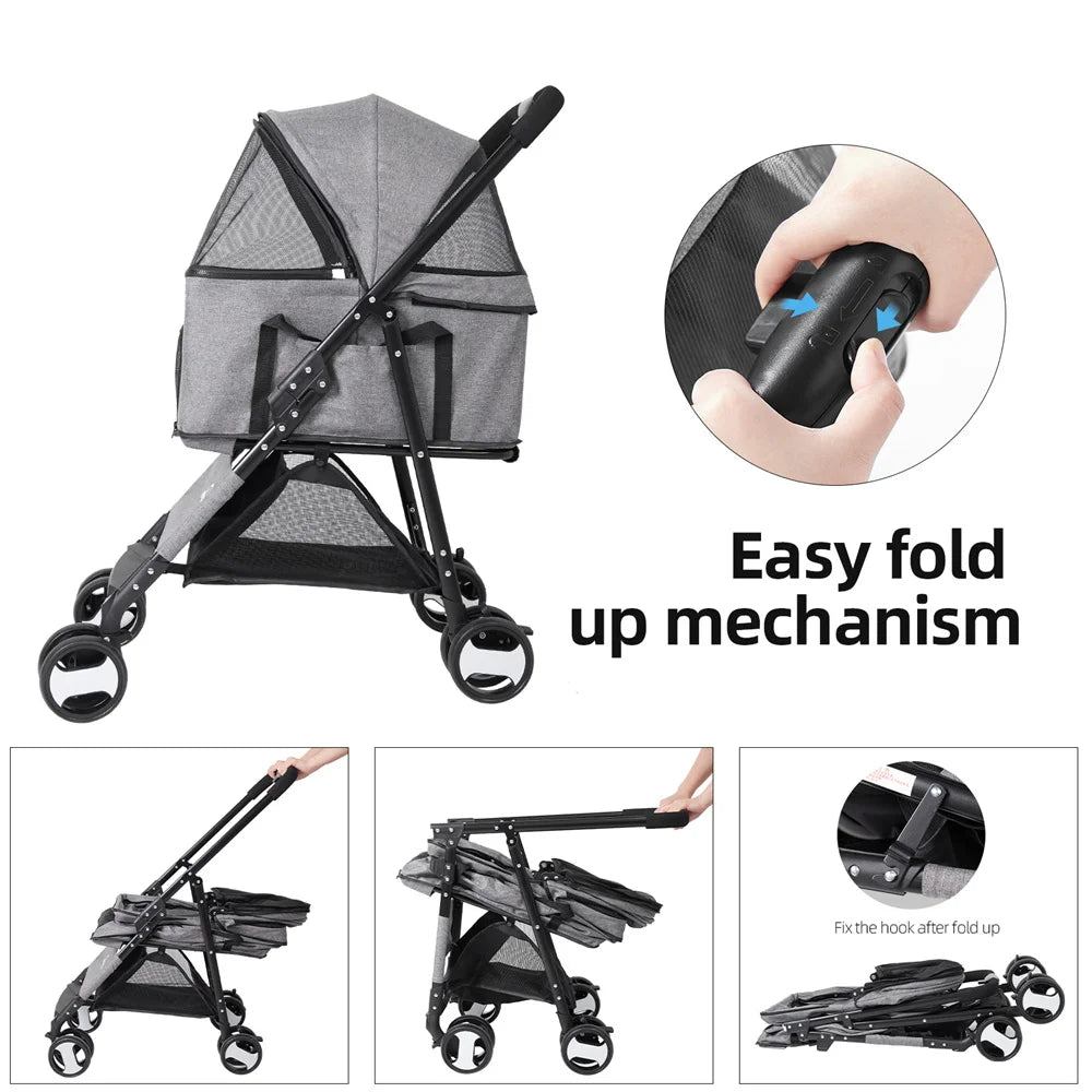2-in-1 Foldable Pet Stroller & Removable Carrier, 44 lb Pet and Home Outlet