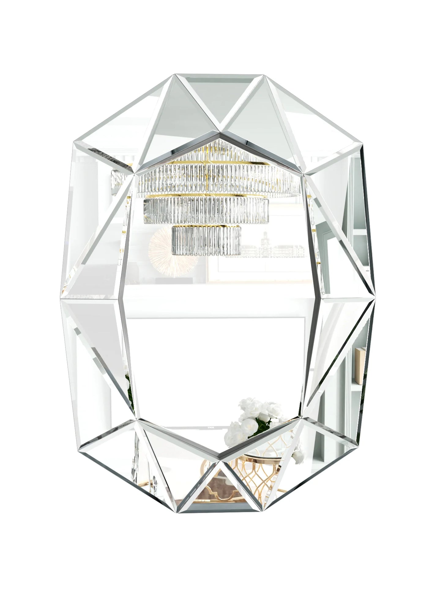 Wisfor Luxury Irregular Silver Wall Mirror With Beveled Diamond Edge