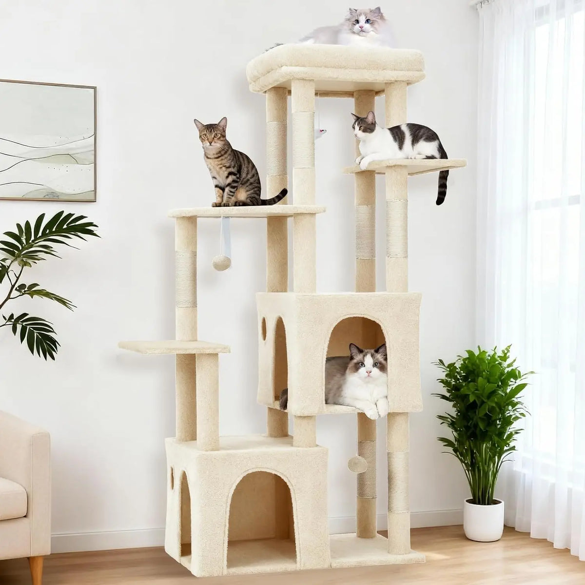 Multi Level Cat Tree With Scratching Posts And Cat Condos