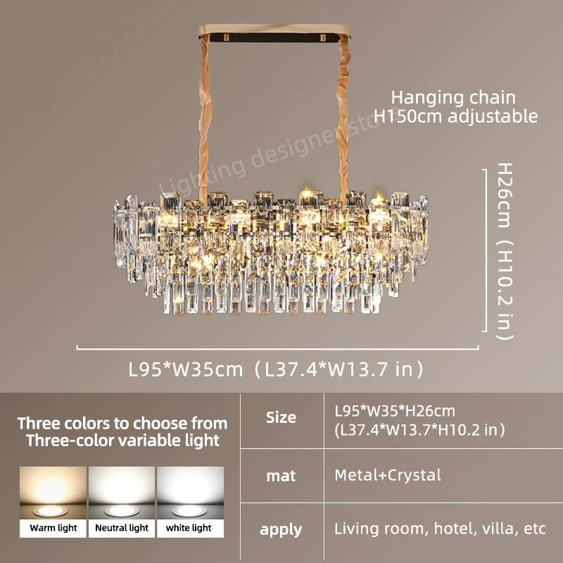 Yingxuan Loft Pendant Crystal Chandelier For Dining Room Lighting