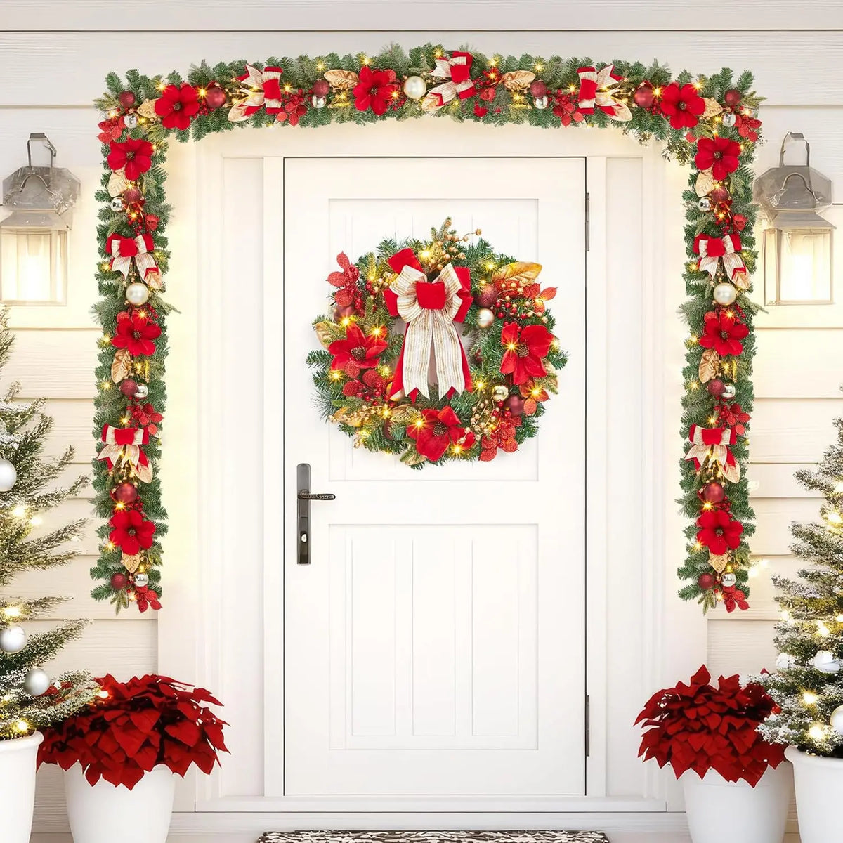 Garvee 24 Inch Christmas Red Fruit Wreath Suitable for Door Hanging Decoration Pre-Lit Christmas Wreaths Accent Decor for Wall, Window, Home, Office, Winter Holiday Pet and Home Outlet