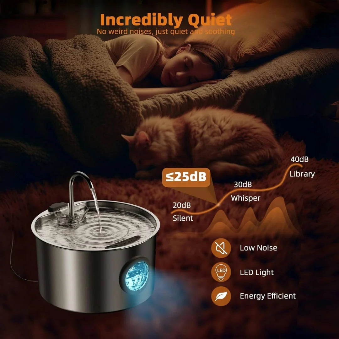 OPETH Stainless Steel Cat Water Fountain With Replaceable Filters Pet and Home Outlet