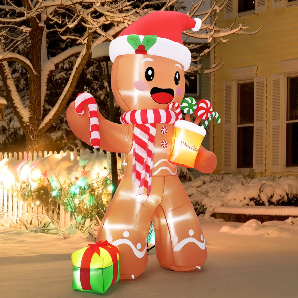 LED Lit Inflatable Gingerbread Man