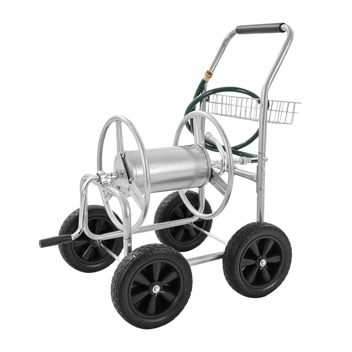 SucceBuy Hose Reel Cart Heavy Duty Garden With Basket And Roll
