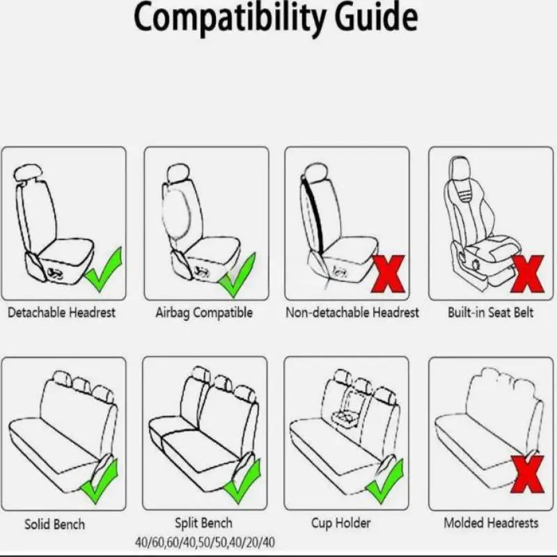 Universal PU Leather Car Seat Covers 5-Piece Front And Rear