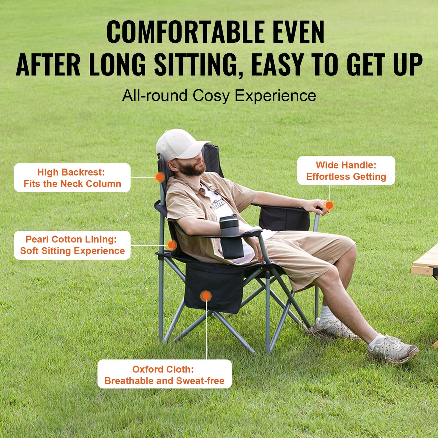 SucceBuy Ultralight Outdoor Camping Chair 350Lb Capacity Folding Chair
