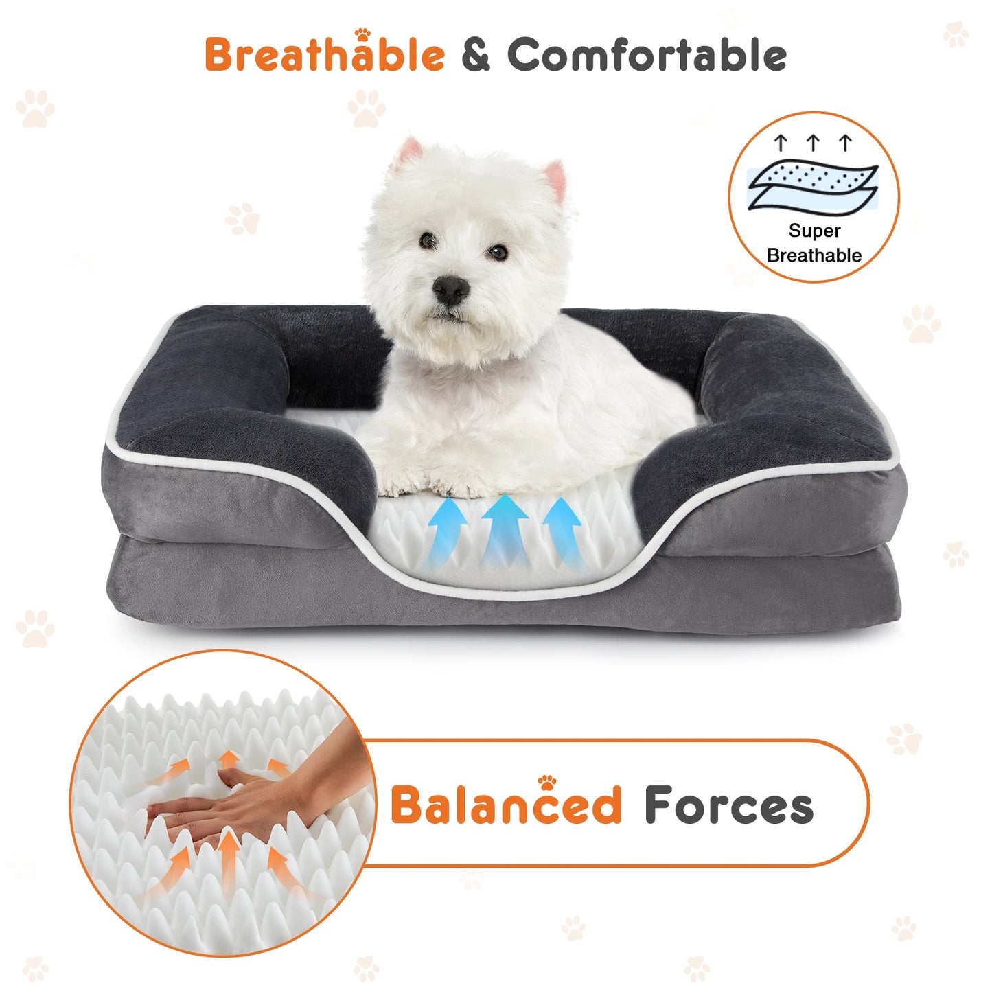 JHK Orthopedic Dog Bed Memory Foam With Removable Cover