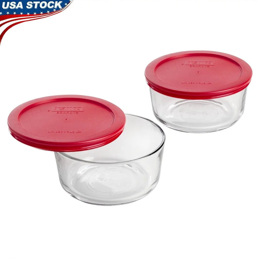 Glass Bowl Set 4 Cup BPA Free Lids Dishwasher Safe