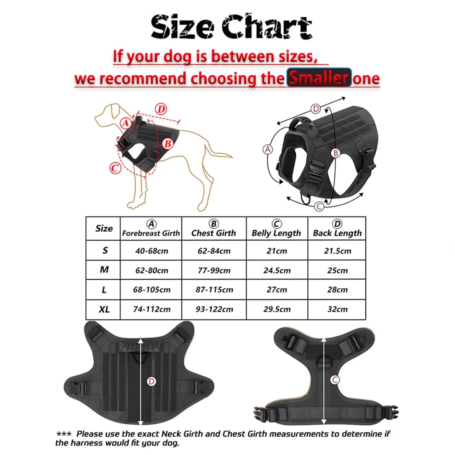 Adjustable Tactical Dog Harness Collar Leash Nylon Vest For Dogs