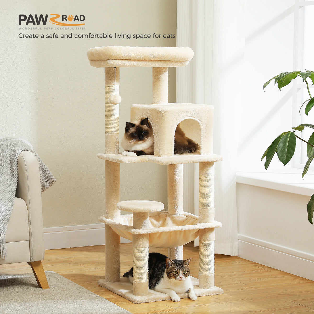 Petepela 5-Level Metal Frame Cat Tower With Large Hammock