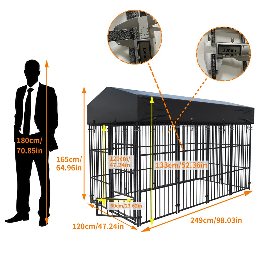 Borwart Heavy Duty Welded Metal Dog Kennel With Roof Cover