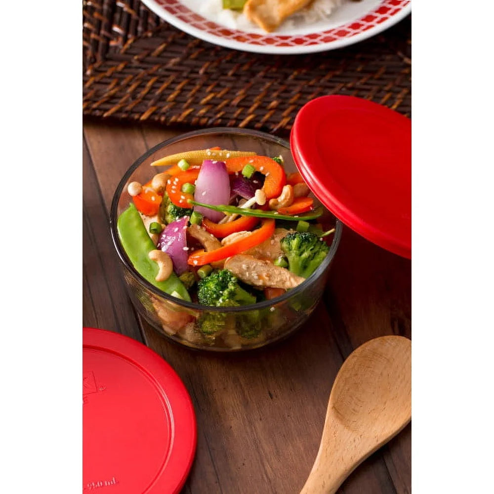 Glass Bowl Set 4 Cup BPA Free Lids Dishwasher Safe