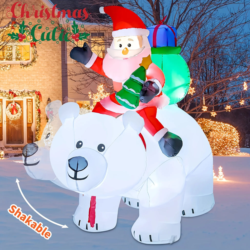 Huge Christmas Inflatables Santa Clause Riding Bear with Shaking Head 6.56ft Outdoor Decorations Inflatable Toy Mold Blow up Garden Yard Decor with LED Lights for Xmas Holiday Christmas Eve Party Indoor White Winter Pet and Home Outlet