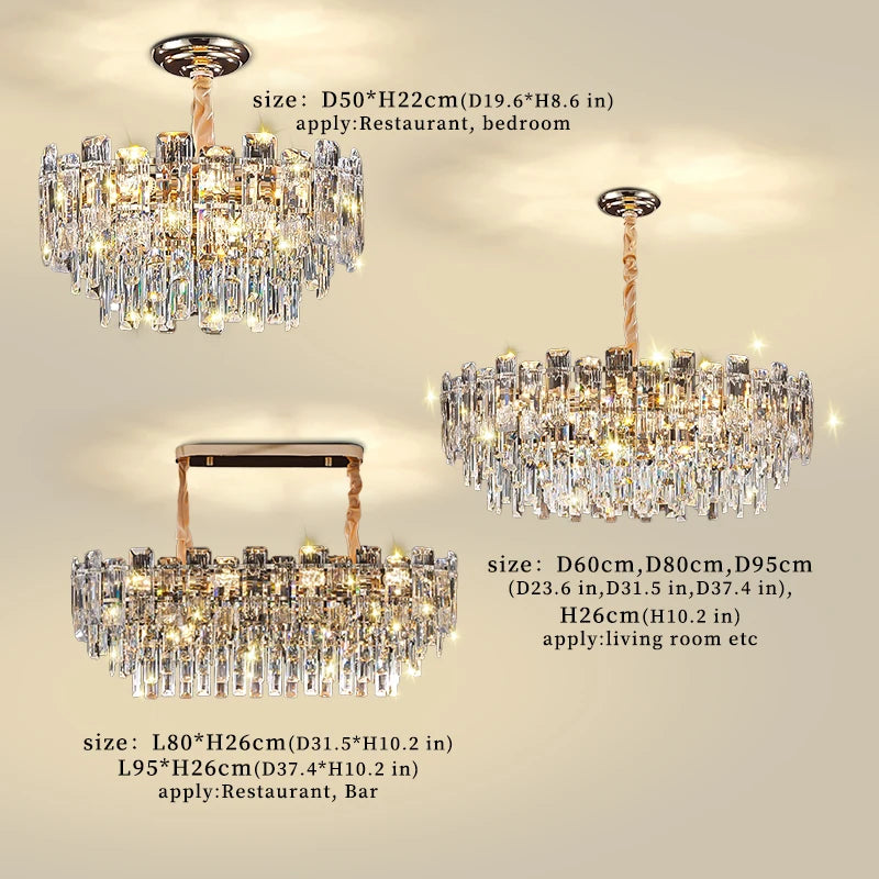 Yingxuan Loft Pendant Crystal Chandelier For Dining Room Lighting