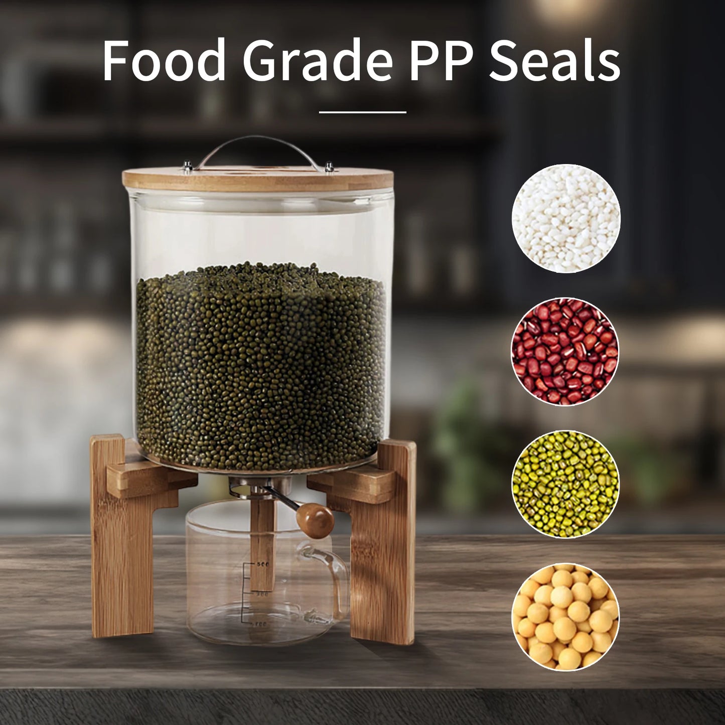 Flour And Cereal Glass Container With Bamboo Lid Airtight Storage
