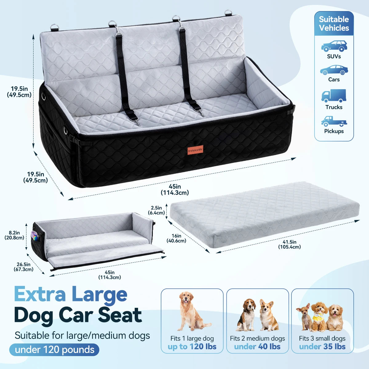 Domipet Multifunctional Dog Car Seat With Thick Cushion