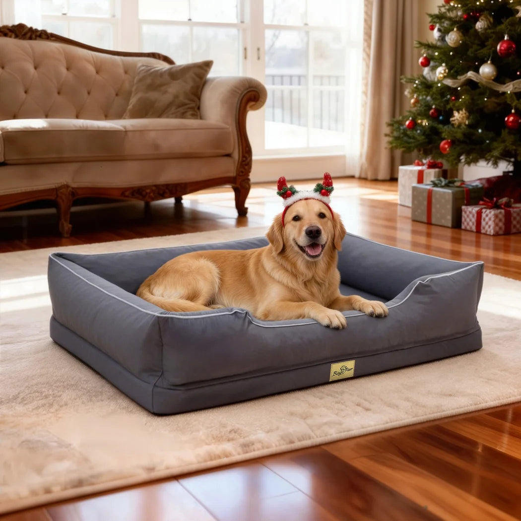 Borwart Flat-Foam Bolster Dog Bed with Waterproof Liner Pet and Home Outlet