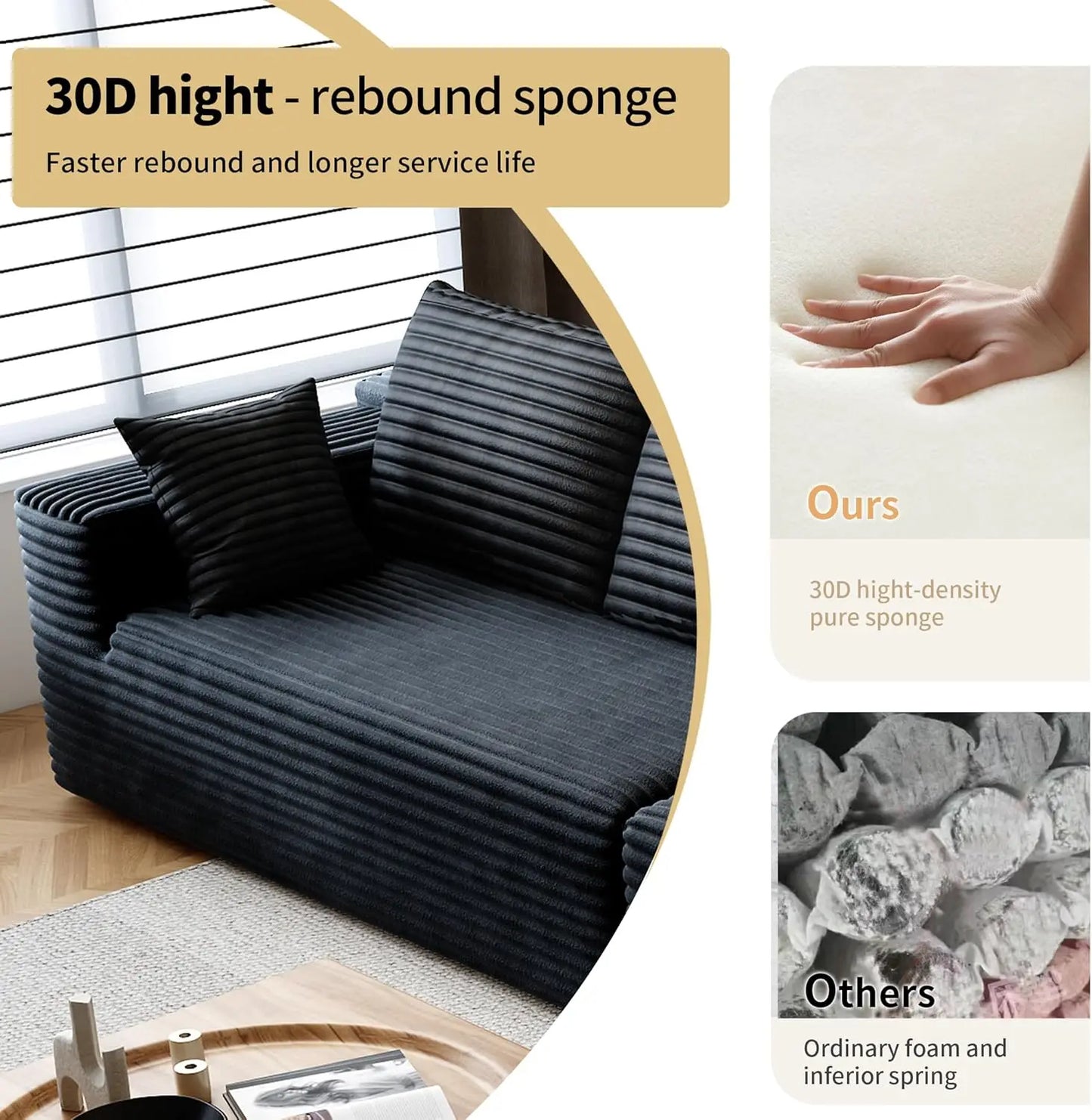 YQXH Cloud Modular Sectional Sofa With Plush Memory Foam