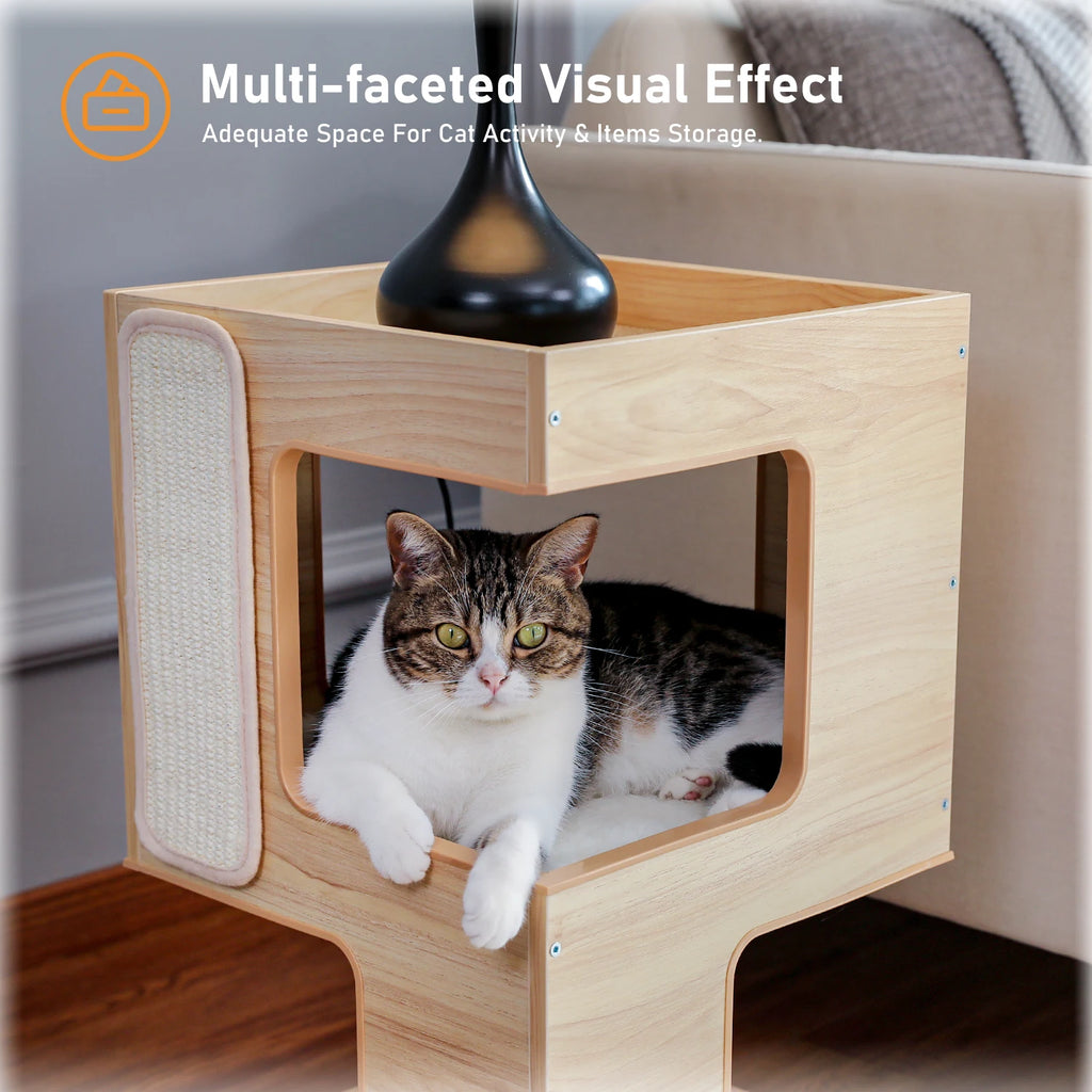 PAWZ Road Wood Cat Condo House Bed With Removable Mats Pet and Home Outlet