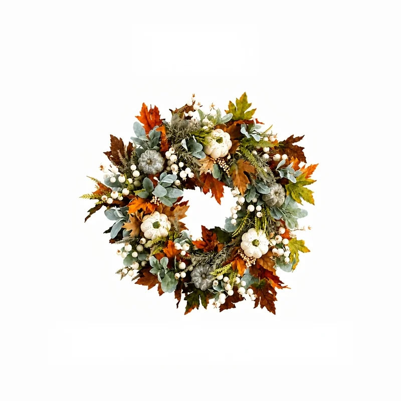 Garlands - All Peony And Pumpkin Wreath Year Round, Leaves And Berries Farmhouse Autumn Wreath, Mixed Leaves - Thanksgiving Wreaths for Indoor Outdoor, Artificial Fall Wreaths for Front Door Rustic Pet and Home Outlet