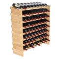 SucceBuy 8-Tier Bamboo Stackable Wine Rack For Free Standing Storage Pet and Home Outlet