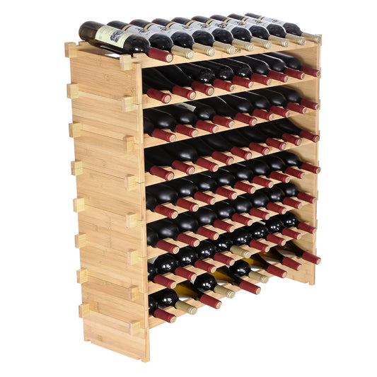 SucceBuy 8-Tier Bamboo Stackable Wine Rack For Free Standing Storage
