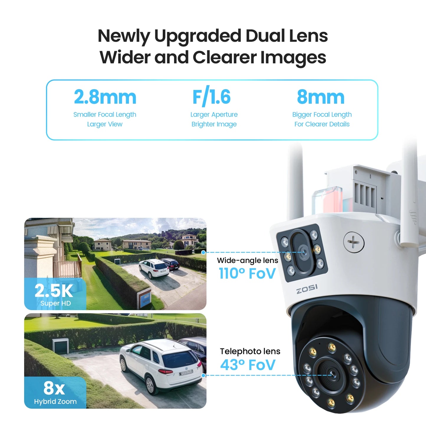 ZOSI C298 Max 4K 8MP Dual Lens PTZ Outdoor Surveillance