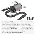 SucceBuy Dog Hair Dryer With Adjustable Speed Four Nozzles Pet and Home Outlet