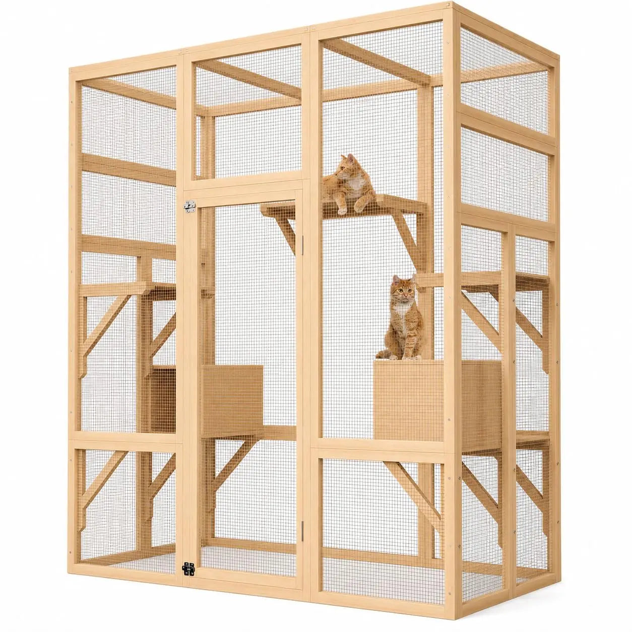 HiMISS Durable Wooden Outdoor Catio Cat House With Secure Cover
