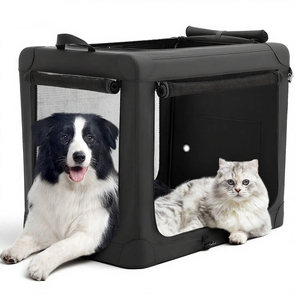 JHK 600D Oxford Foldable Soft Dog Crate With Three Doors Indoor Pet and Home Outlet
