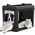 JHK 600D Oxford Foldable Soft Dog Crate With Three Doors Indoor Pet and Home Outlet