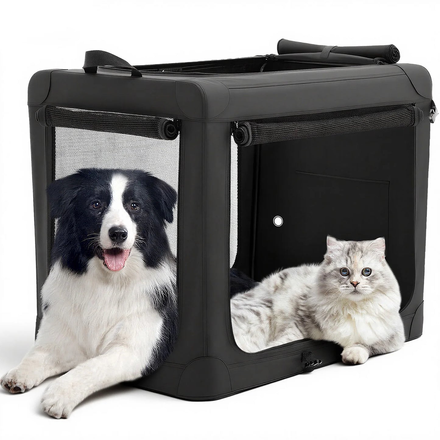 JHK 600D Oxford Foldable Soft Dog Crate With Three Doors Indoor