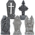 17" Halloween Decorations Outdoor Tombstones 5 Pack Halloween Graveyard Foam Headstones Decor with 12 Metal Stakes for Prop Cemetery Yard Lawn Decorations, Party Supplies Pet and Home Outlet