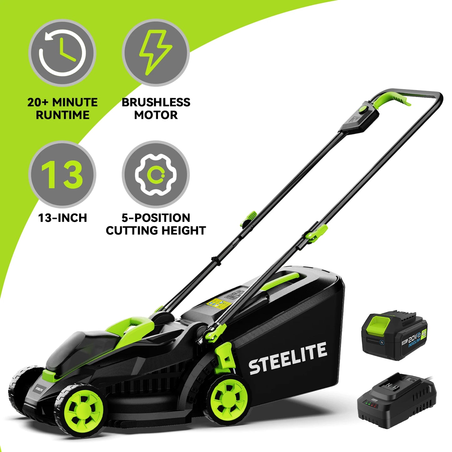 Deli 21V Cordless Lawn Mower With Battery And Charger