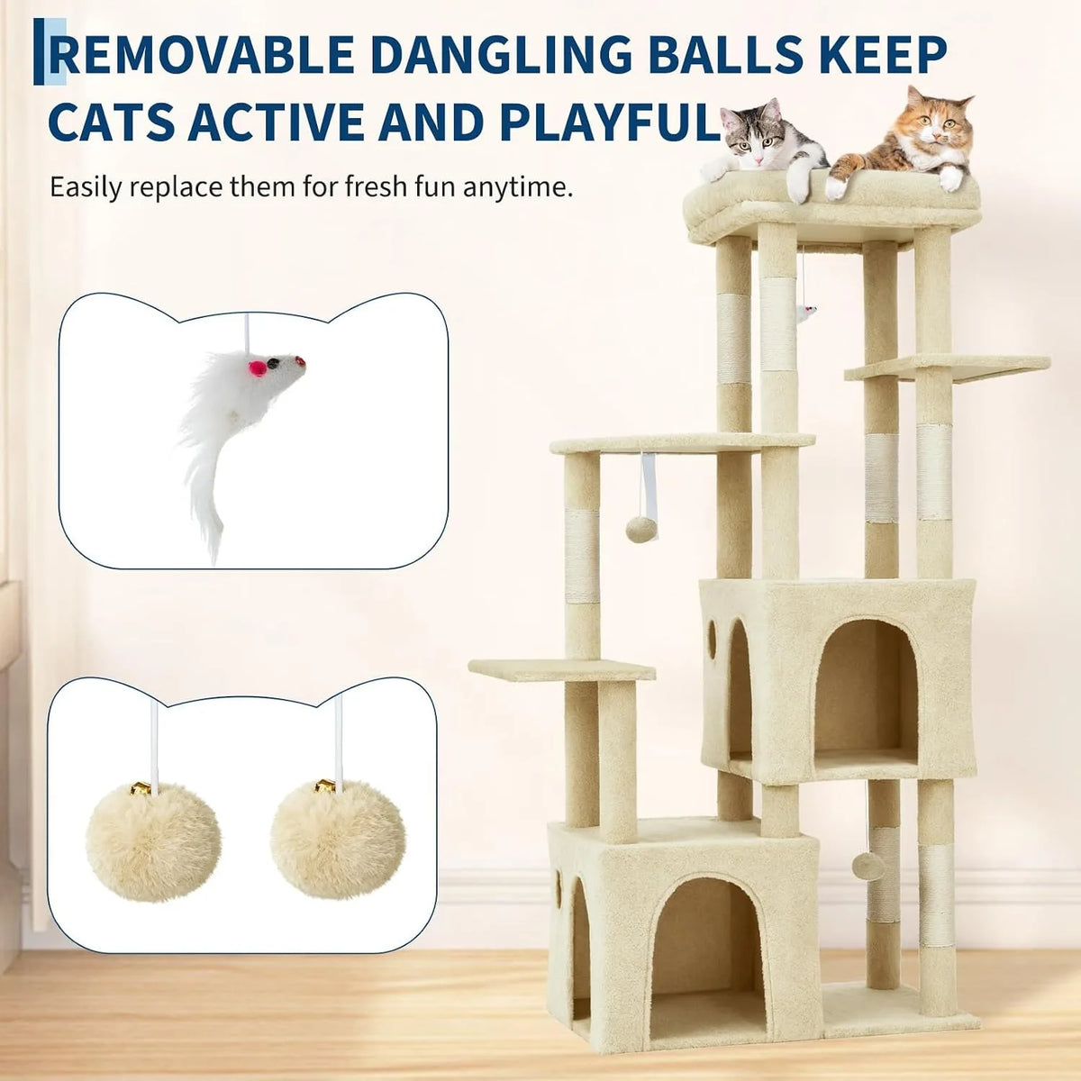 Multi Level Cat Tree With Scratching Posts And Cat Condos