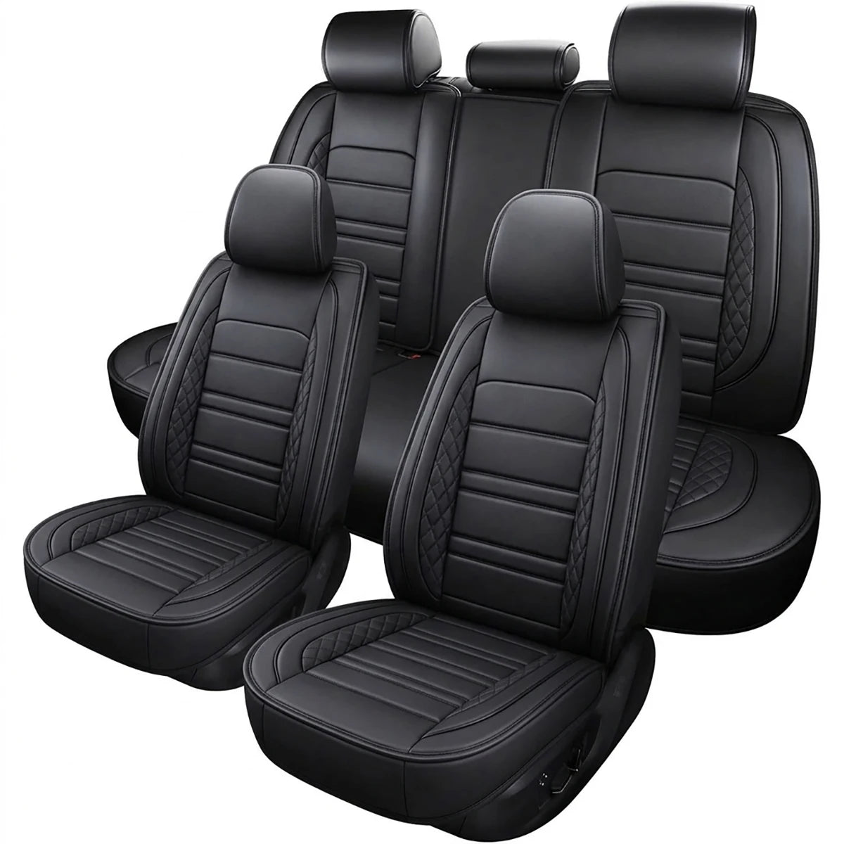 Universal PU Leather Car Seat Covers 5-Piece Front And Rear